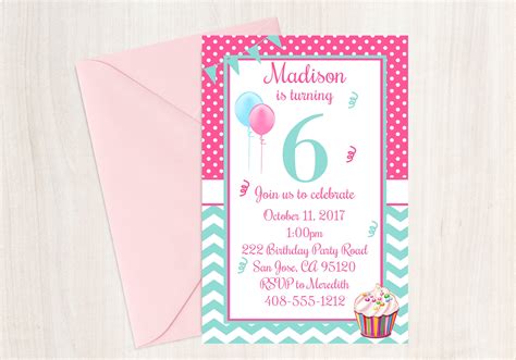 6 birthday party invitation|6th birthday party invitation templates.